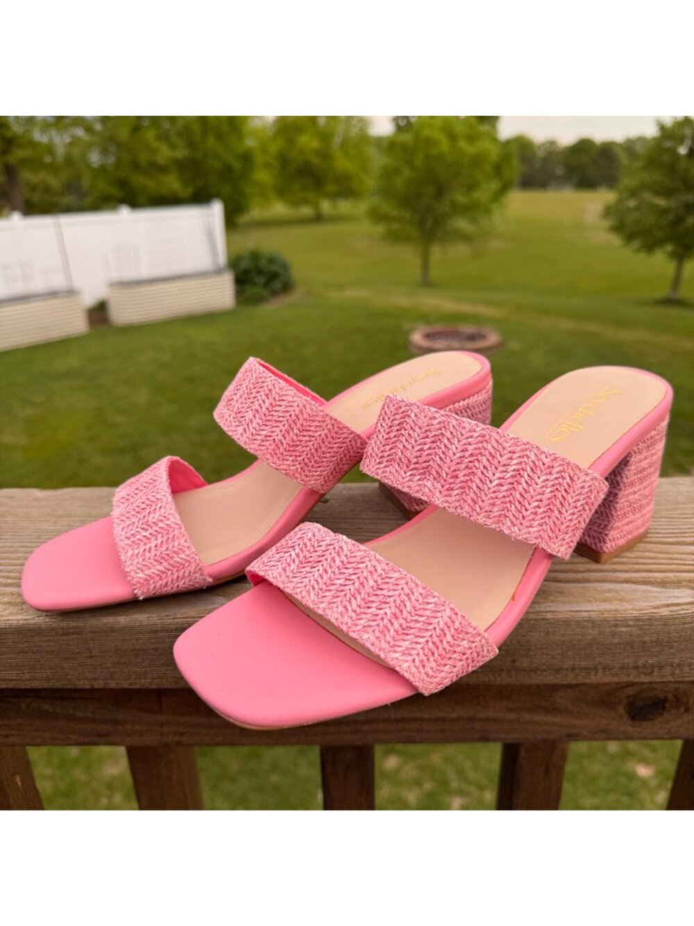 Seychelles Womens Charli Heel Sandals Pink  8.5 Woven Strap Casual Chic Summer - Picture 3 of 12